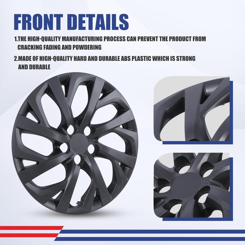Winjet 16 Inch Wheel Covers for [2009-2025 Toyota Corolla] & [2009-2014 Toyota Matrix] Hubcaps Heavy Duty PP Material, Only Compatible with Iron Hub - Steel Wheels (16 Inch Set of 4, Black Matte) - Image 3